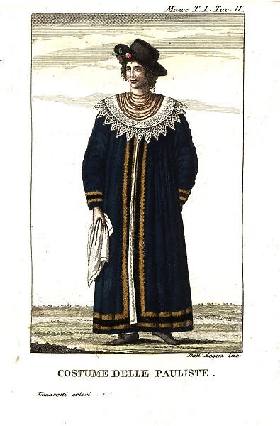Costume of a Paulista, woman of Sao Paulo, Brazil