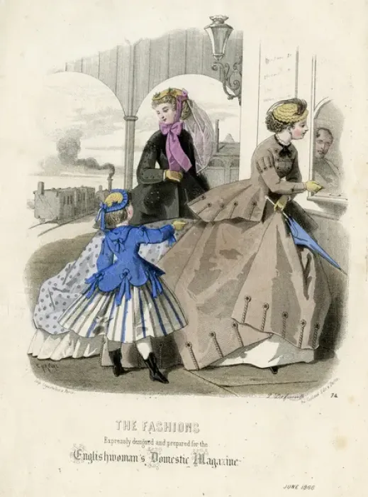Framed Print : Costume plate, women buying railway tickets Framed Print : Costume plate, women buying railway tickets
