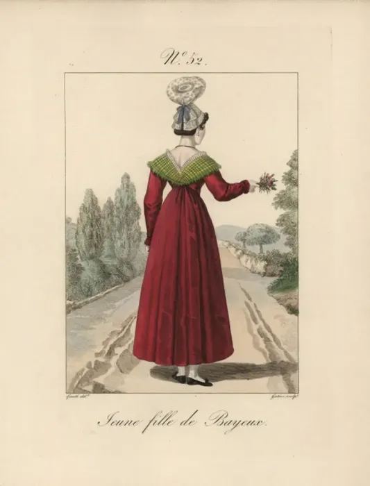 Framed Print : Costume of Pont l Eveque Bavolet bonnet with Framed Print : Costume of Pont l Eveque Bavolet bonnet with