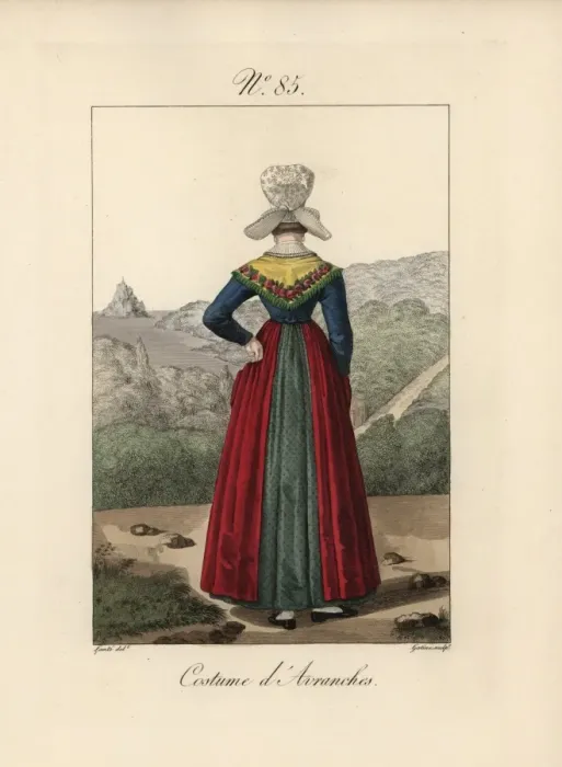 Framed Print : Costume of Pont l Eveque Bavolet bonnet with Framed Print : Costume of Pont l Eveque Bavolet bonnet with