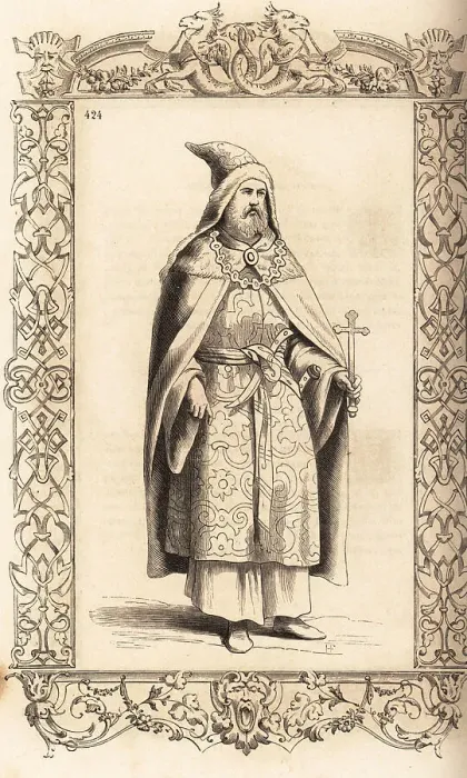 Framed Print : Costume of a priest of legendary Christian patriarch Prester Joh