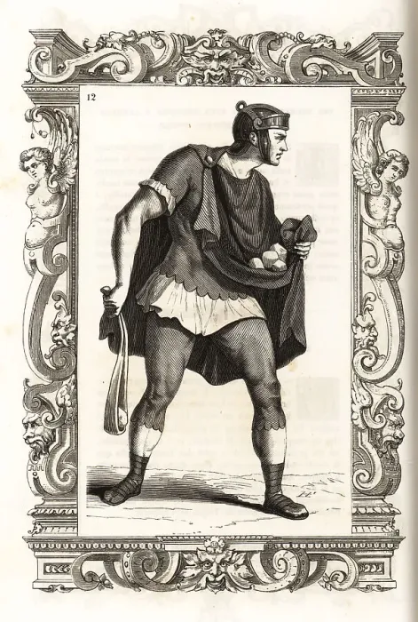 Framed Print : Costume of a Roman slinger Framed Print : Costume of a Roman slinger