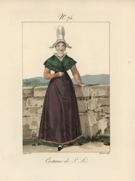 Framed Print : Costume of Saint-Lo A young woman of a higher Framed Print : Costume of Saint-Lo A young woman of a higher