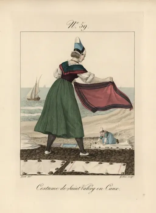 Framed Print : Costume of St Valery en Caux The bonnet is Framed Print : Costume of St Valery en Caux The bonnet is