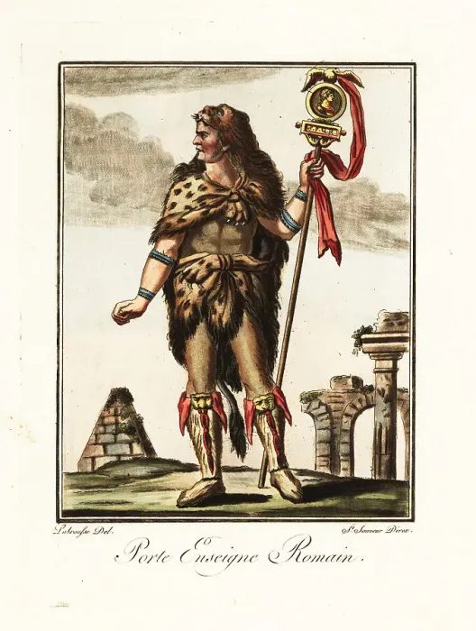 Framed Print : Costume of a standard bearer, ancient Rome Framed Print : Costume of a standard bearer, ancient Rome