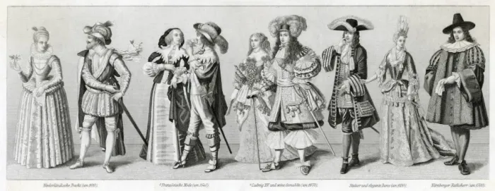 Framed Print : Costume styles, 17th century Framed Print : Costume styles, 17th century