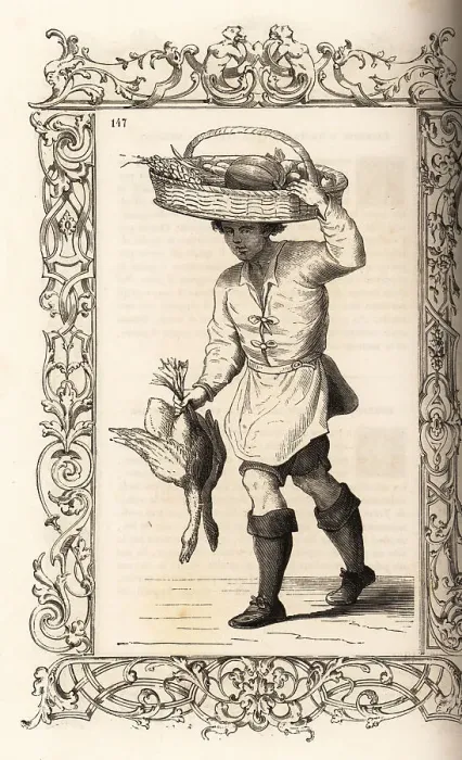 Framed Print : Costume of a Venetian basket carrier or cestaruoli, 16th century Framed Print : Costume of a Venetian basket carrier or cestaruoli, 16th century