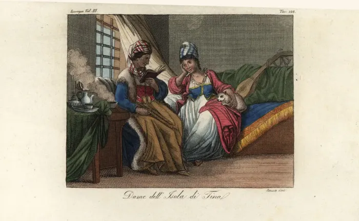 Framed Print : Costume of the women of the island of Tino Framed Print : Costume of the women of the island of Tino