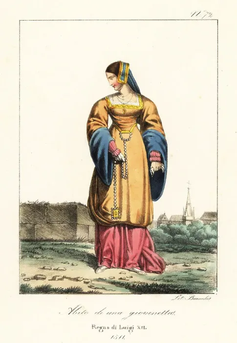Framed Print : Costume of a young French woman, 1511 Framed Print : Costume of a young French woman, 1511