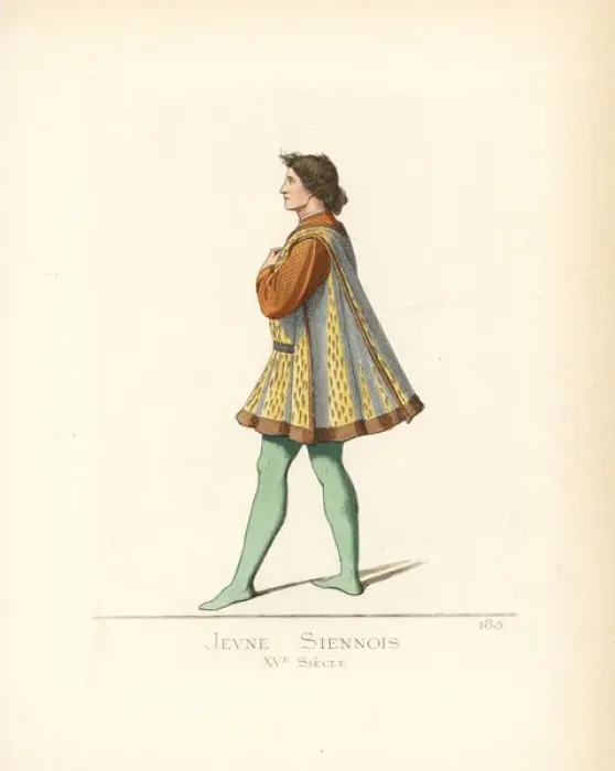 Framed Print : Costume of a young man of Siena, 15th century Framed Print : Costume of a young man of Siena, 15th century