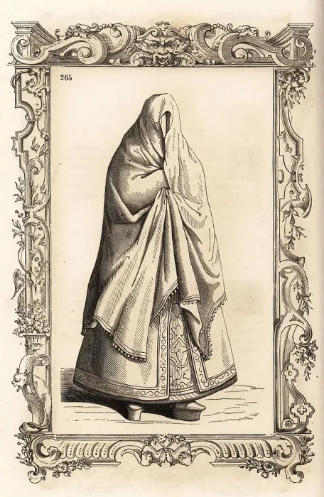 Framed Print : Costume of a young Spanish woman, 16th century Framed Print : Costume of a young Spanish woman, 16th century