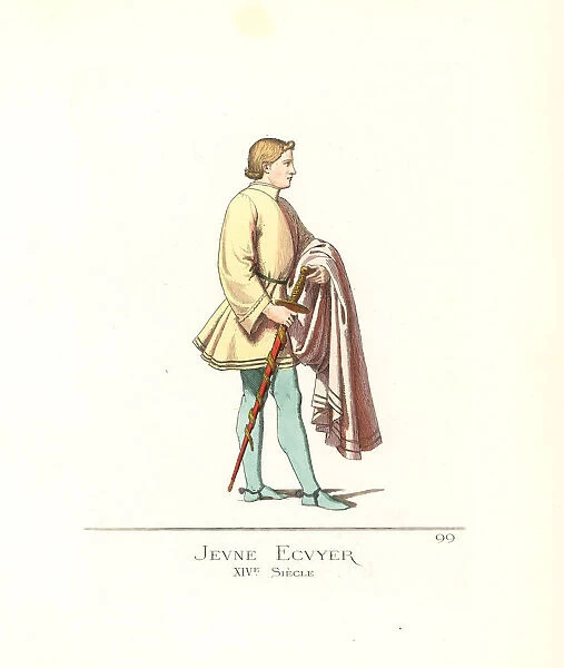 Costume of a young squire, 14th century