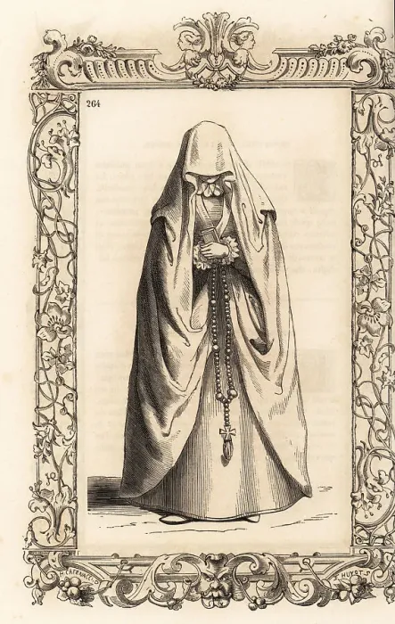 Framed Print : Costume of a young woman of Spain, 16th century Framed Print : Costume of a young woman of Spain, 16th century