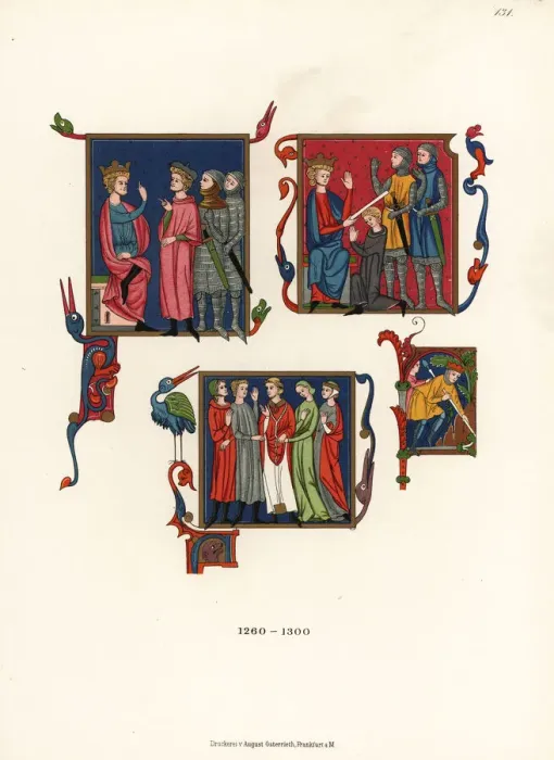 Framed Print : Costumes of the 13th century Framed Print : Costumes of the 13th century