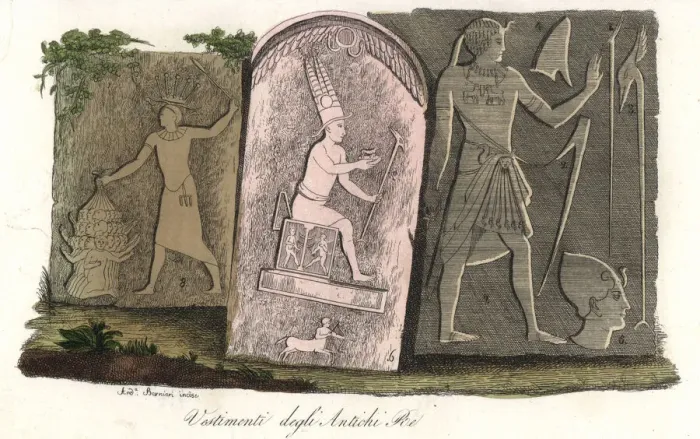 Framed Print : Costumes of the ancient Egyptian pharaohs, from bas reliefs Framed Print : Costumes of the ancient Egyptian pharaohs, from bas reliefs