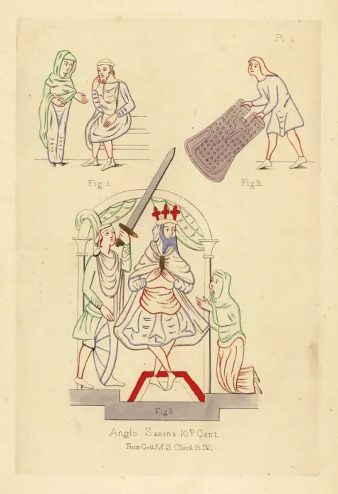 Framed Print : Costumes of the Anglo-Saxons, 10th century Framed Print : Costumes of the Anglo-Saxons, 10th century