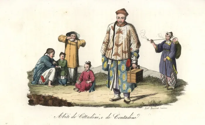 Framed Print : Costumes of city dwellers and farmers