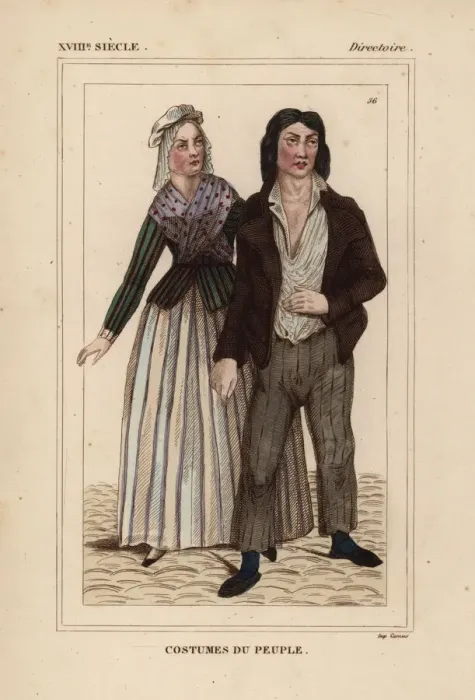 Framed Print : Costumes of common French people, 1797, Directory era