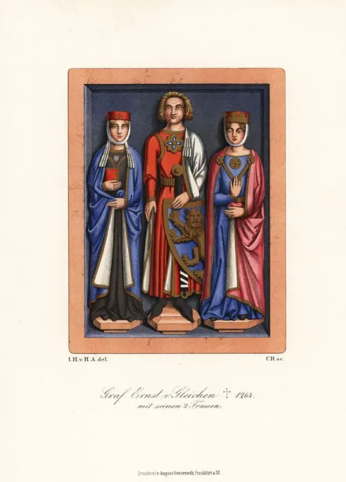 Framed Print : Costumes of Count Ernst IV von Gleichen and his wives Framed Print : Costumes of Count Ernst IV von Gleichen and his wives
