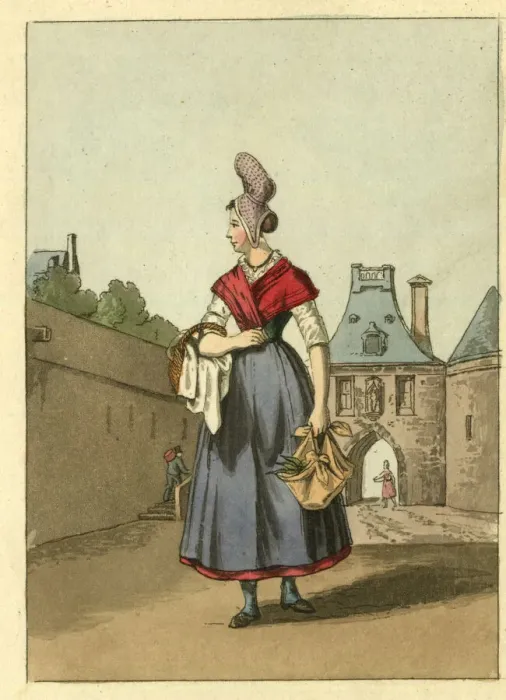 Framed Print : Costumes of Europe, Maidservant Vareugeville at Dieppe