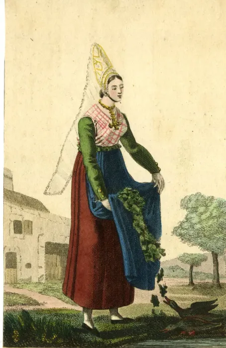 Framed Print : Costumes of Europe, Young Lady of Martin-Eglise near Dieppe Framed Print : Costumes of Europe, Young Lady of Martin-Eglise near Dieppe