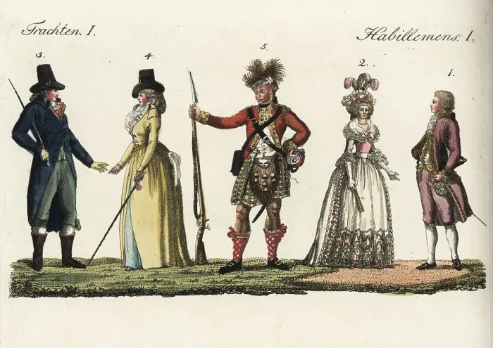 Framed Print : Costumes of European people, 18th century Framed Print : Costumes of European people, 18th century