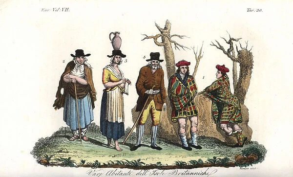 Costumes of the inhabitants of Scotland, 18th century