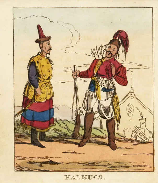 Framed Print : Costumes of Kalmyk military, 19th century Framed Print : Costumes of Kalmyk military, 19th century