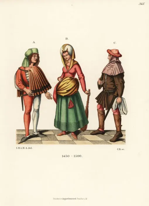 Framed Print : Costumes of the late 15th century Framed Print : Costumes of the late 15th century