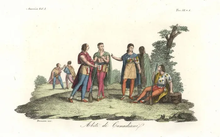 Framed Print : Costumes of Native Americans of Canada, 19th century Framed Print : Costumes of Native Americans of Canada, 19th century