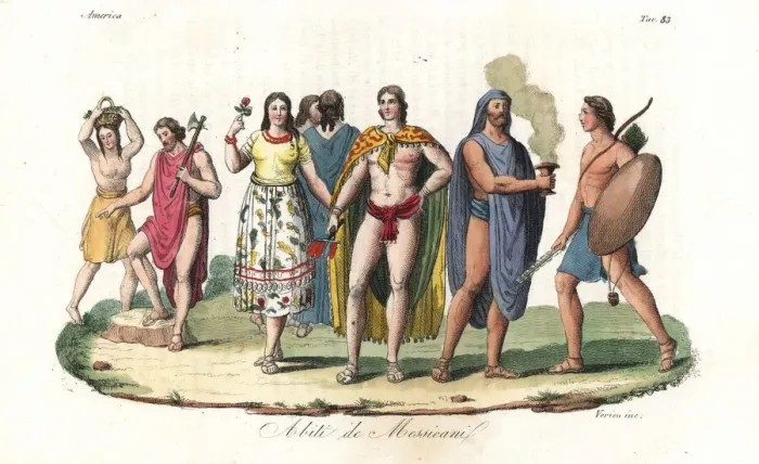 Framed Print : Costumes of the native Mexicans and Aztecs Framed Print : Costumes of the native Mexicans and Aztecs