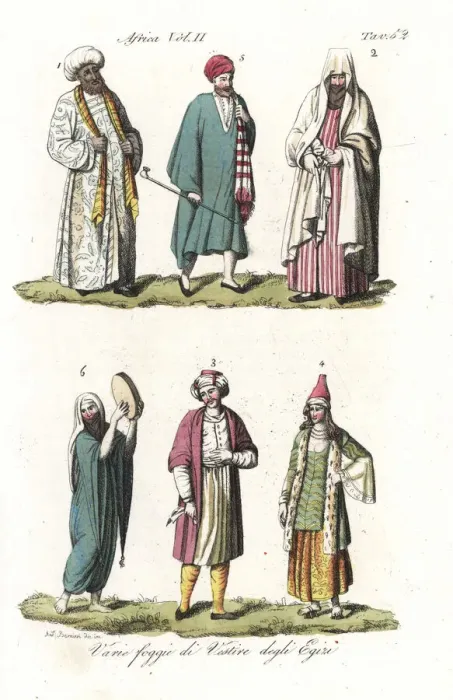 Framed Print : Costumes of the natives of Egypt, early 19th century Framed Print : Costumes of the natives of Egypt, early 19th century