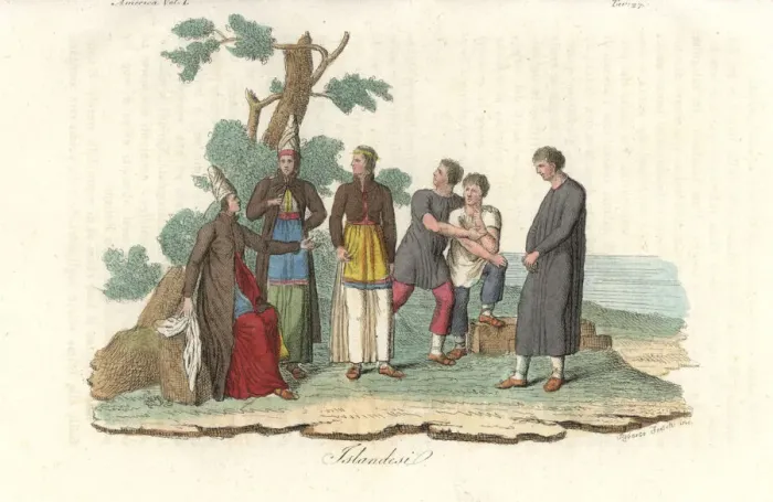 Framed Print : Costumes of the natives of Iceland, early 19th century Framed Print : Costumes of the natives of Iceland, early 19th century