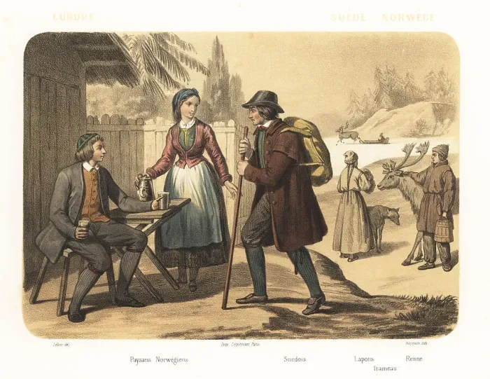 Framed Print : Costumes of Norway and Sweden, 1858 Framed Print : Costumes of Norway and Sweden, 1858