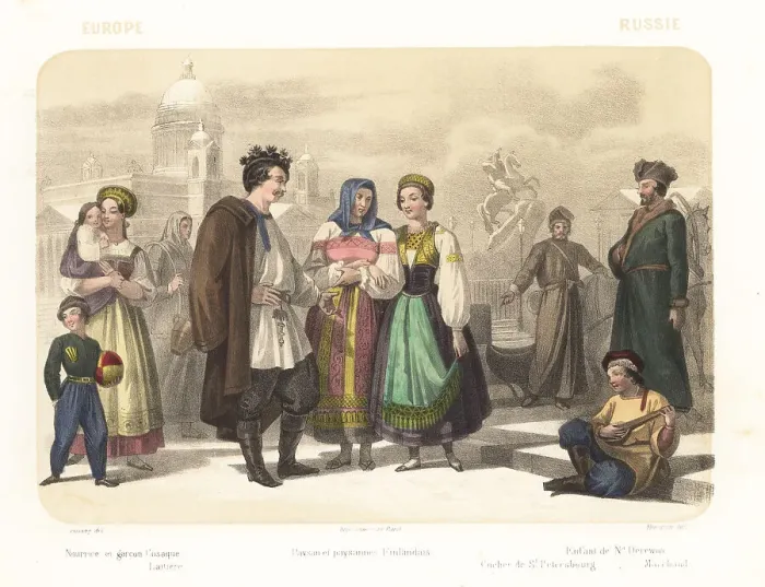 Framed Print : Costumes of the people of Russia in St. Petersburg, 1858 Framed Print : Costumes of the people of Russia in St. Petersburg, 1858