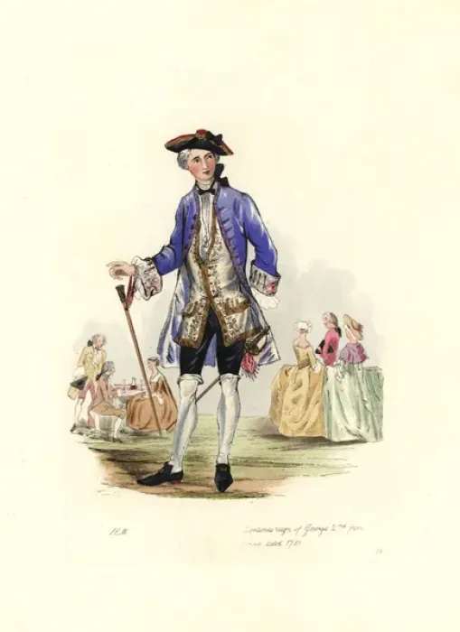 Framed Print : Costumes from the reign of George II, 1751 Framed Print : Costumes from the reign of George II, 1751