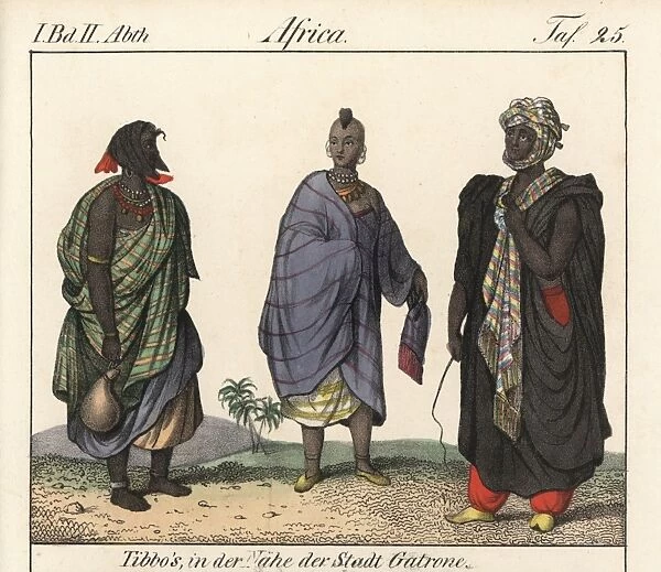 Costumes of the Tibbo people near Gatrone, Sahara