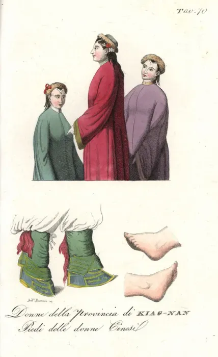 Framed Print : Costumes of women of Kiangnan province and footbinding Framed Print : Costumes of women of Kiangnan province and footbinding
