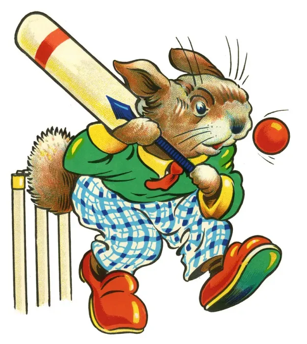Framed Print : Cot header design, Rabbit Cricketer Framed Print : Cot header design, Rabbit Cricketer