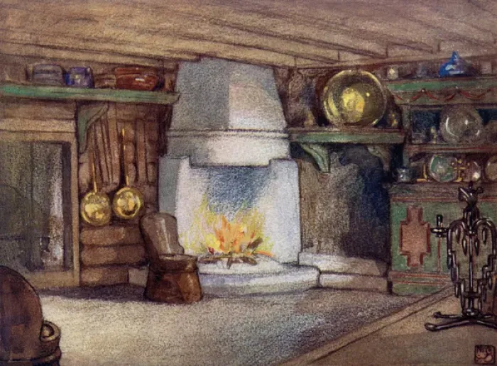 Framed Print : A cottage interior, Telemarken Framed Print : A cottage interior, Telemarken