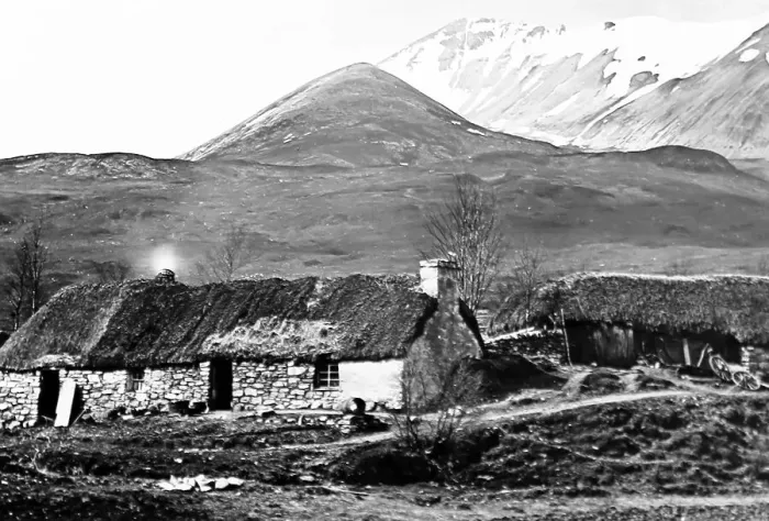 Framed Print : A cottage at Kinlochewe, Victorian period Framed Print : A cottage at Kinlochewe, Victorian period