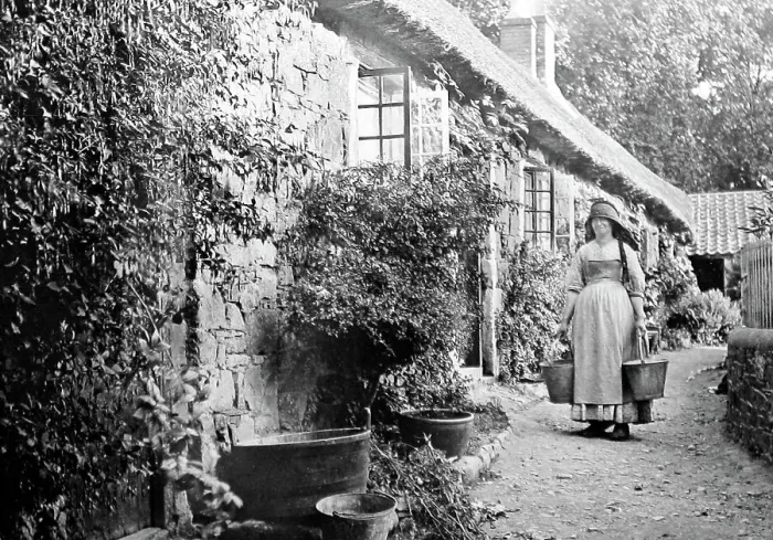 Framed Print : A cottage in Sark, Channel Islands, Victorian period Framed Print : A cottage in Sark, Channel Islands, Victorian period