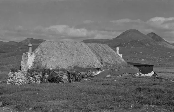 Framed Print : Cottages in a bleak Scottish landscape Framed Print : Cottages in a bleak Scottish landscape