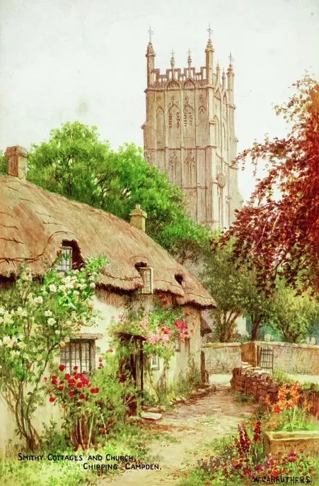 Framed Print : Cottages and Church, Chipping Campden, Gloucestershire Framed Print : Cottages and Church, Chipping Campden, Gloucestershire