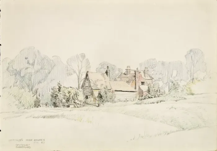 Framed Print : Cottages near Bushey, Herts Framed Print : Cottages near Bushey, Herts