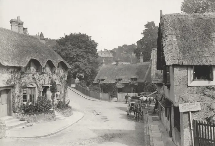 Framed Print : Cottages and street, Shanklin, Isle of Wight Framed Print : Cottages and street, Shanklin, Isle of Wight