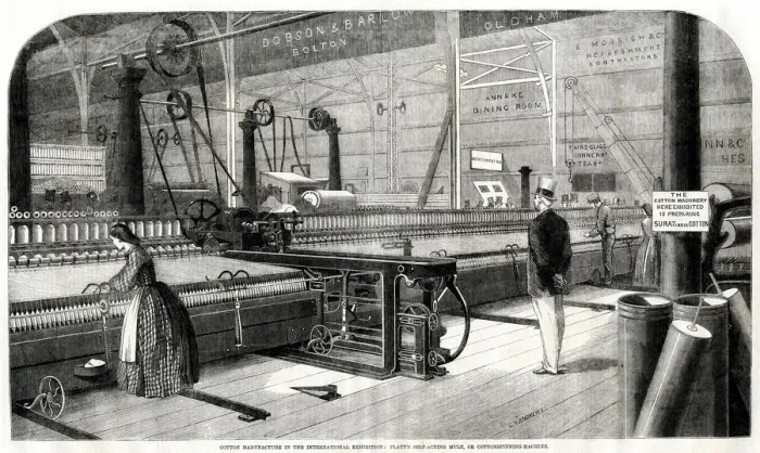Framed Print : Cotton Spinning Machine 1862 Framed Print : Cotton Spinning Machine 1862