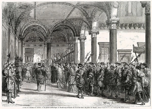 Council of Trent ; the prince-archbishop of Trent receives Charles de Lorraine in his palace, before the opening of the 19-year Council Date: December 1545