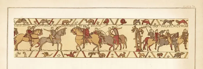 Framed Print : Count Guy I of Ponthieu leads Harold to Duke William of Normandy Framed Print : Count Guy I of Ponthieu leads Harold to Duke William of Normandy