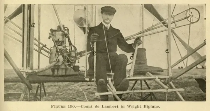Framed Print : Count de Lambert in Wright biplane